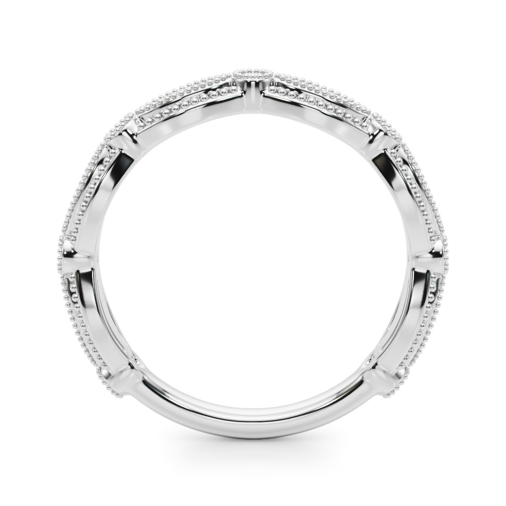 Antique Style Diamond Wedding Ring Band 18K White Gold (0.20ct)